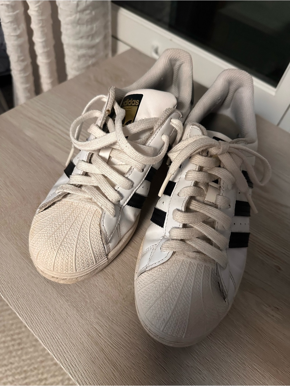 Adidas Superstar White Black Leather Sneakers Women’s 8 Classic Shell Toe